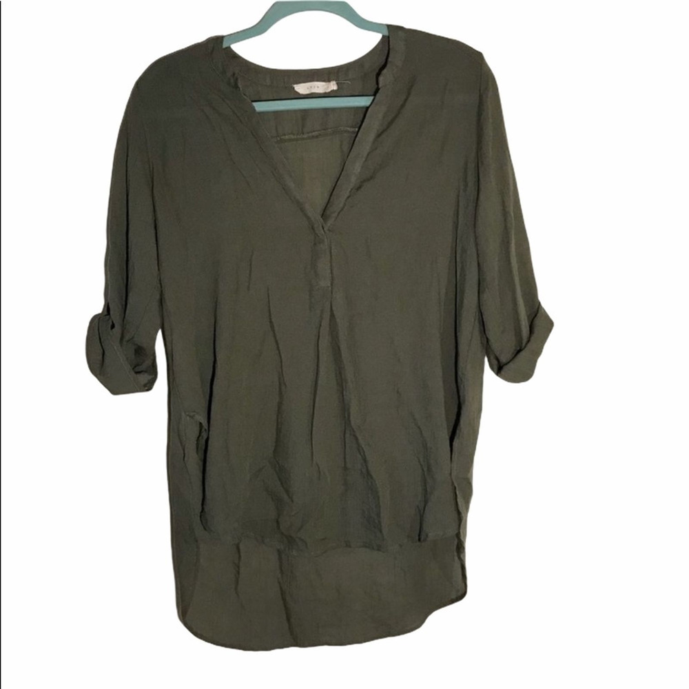 Lush Sheer Olive Green 3/4 Sleeve Blouse